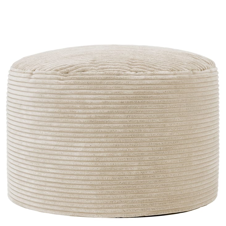 Pouf Rond Velour Pouf repose-pieds rond velours côtelé beige galet Milano | Maisons du Monde