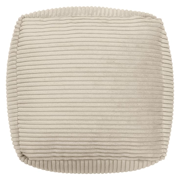 Pouf In Velluto Beige 39x39x30cm - Poggiapiedi Grande Con Struttura Legno, Portata 150kg - Foto 2