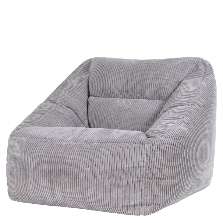 Pouf Enfant Icon Morgan - Velours Côtelé Beige - Rempli Billes - Chaise Détente