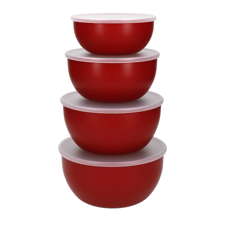 Saladiers en Plastique avec Couvercles Rouge Set de 4-Kitchenaid