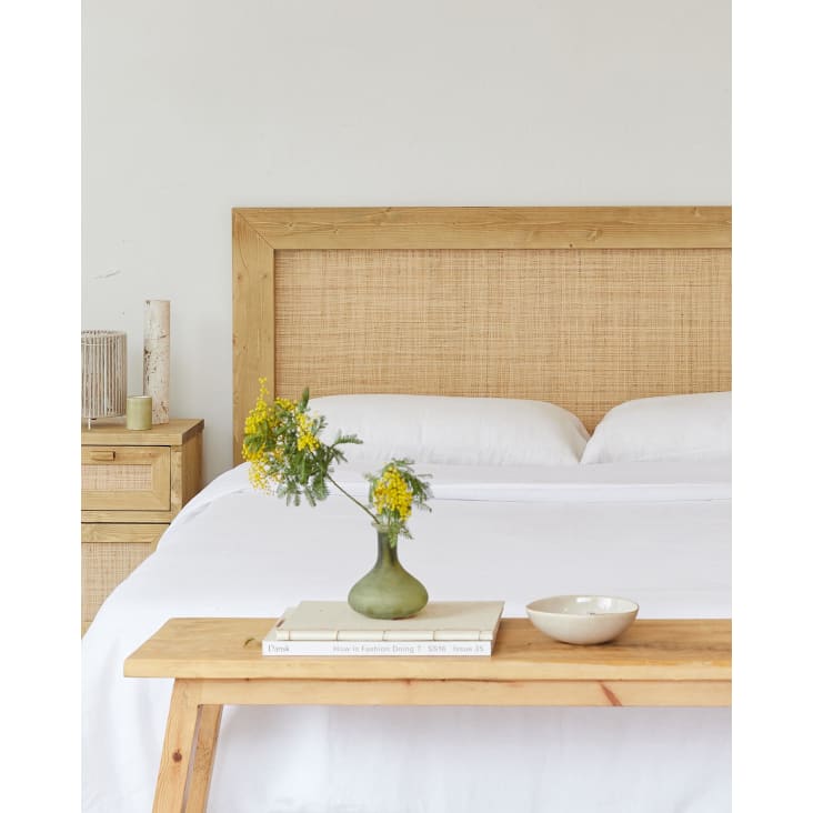 Testiera letto in legno naturale per letto da 135 cm Marnie