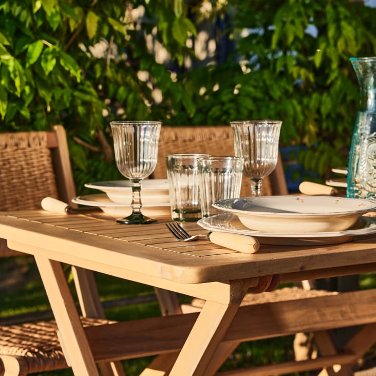 Tavolo pieghevole da giardino da pranzo balcone 70x70 cm colore chiaro  legno - Java Light