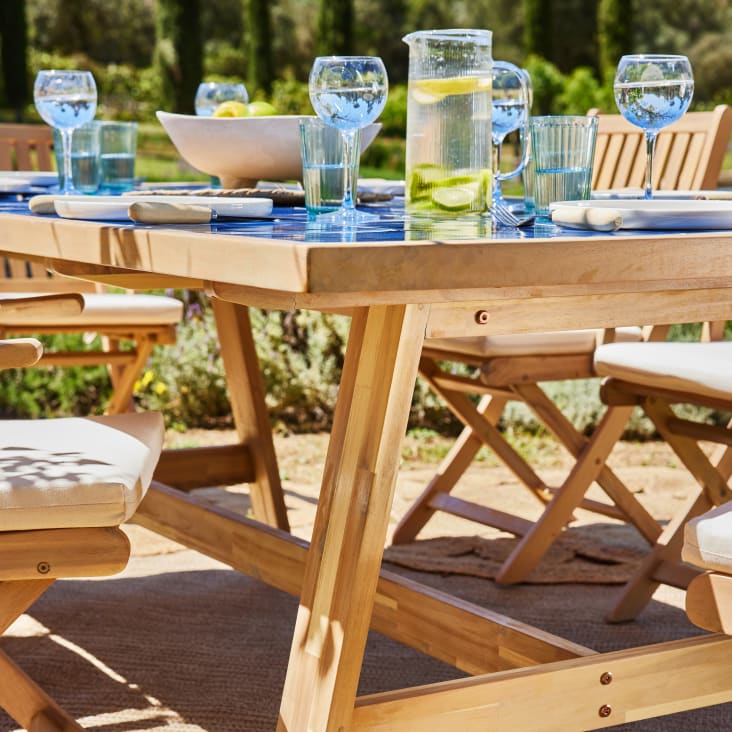 Table à manger de jardin en bois bleu et céramique 205x105-JAVA LIGHT cropped-3