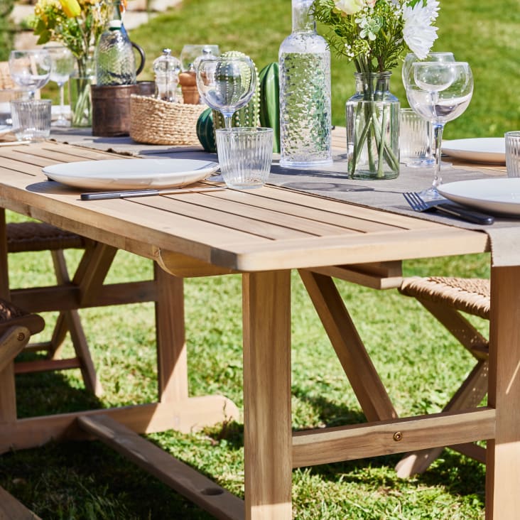 Table de jardin ext en bois 150/210x90 cm couleur claire-JAVA LIGHT cropped-2
