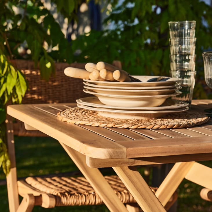 Mesa de comedor plegable de jardín 120x70 cm madera color claro