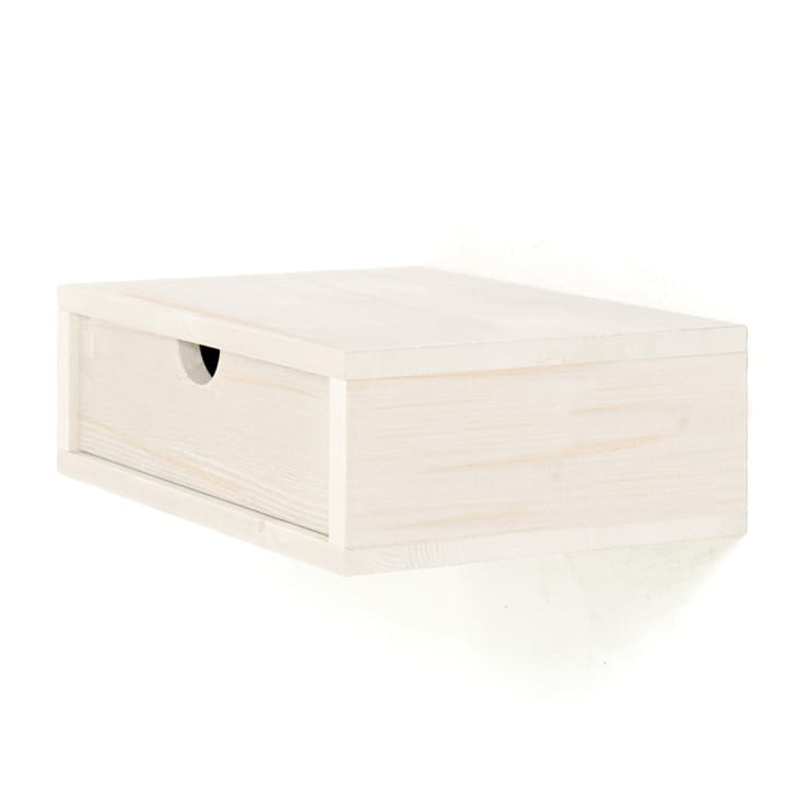 Table de chevet flottante en bois de couleur blanc vielli-Aneu