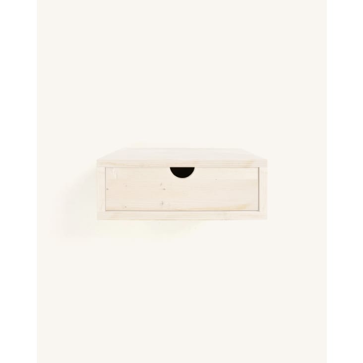 Table de chevet flottante en bois de couleur blanc vielli-Aneu cropped-2