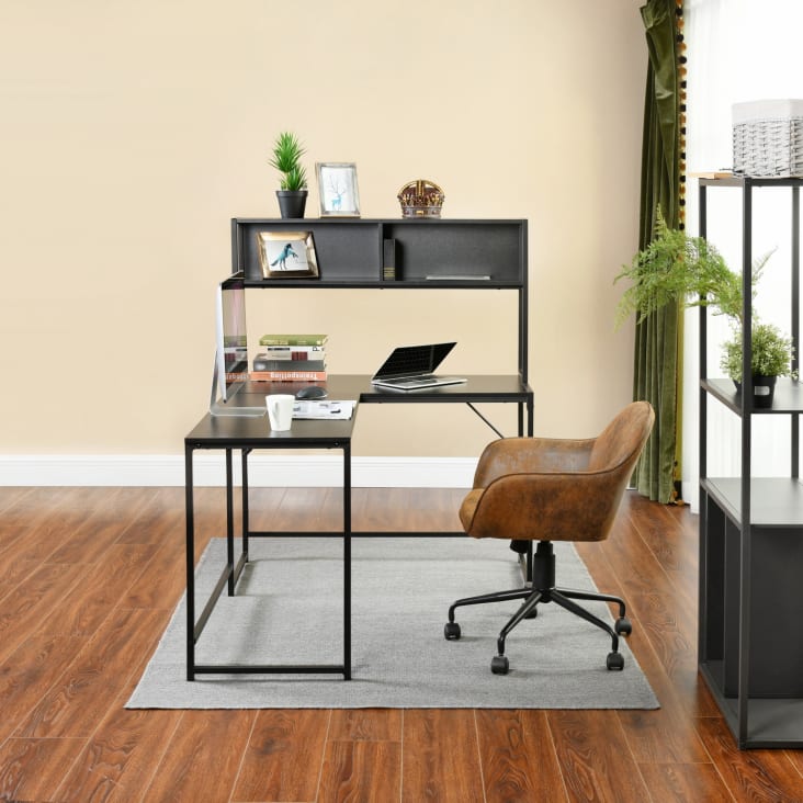 Bureau à pieds en bois massif, étagère intégrée, table d'ordinateur, table  d'étude de chambre