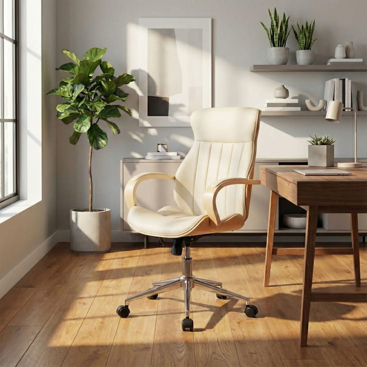 Chaise Bureau Rako Similicuir Bordeaux - Hauteur Réglable Pivotante 120kg