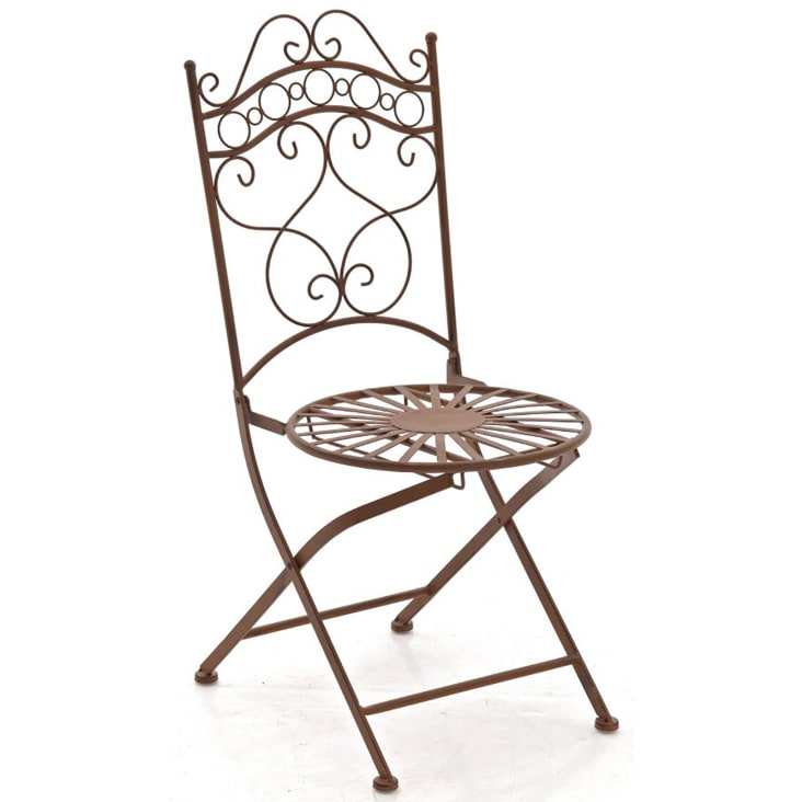 Ensemble table et chaises de jardin en métal Marron antique-INDRA cropped-2