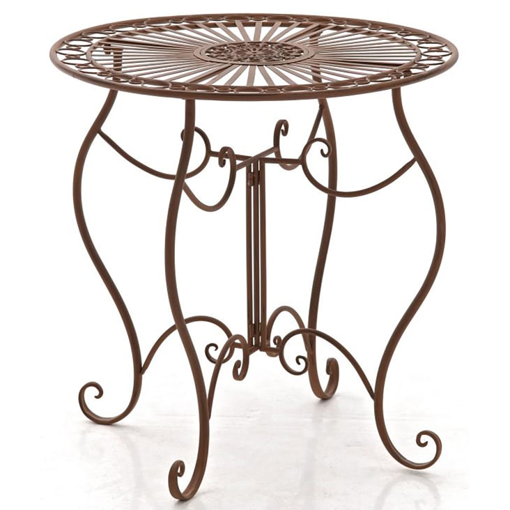 Ensemble table et chaises de jardin en métal Marron antique-INDRA cropped-4