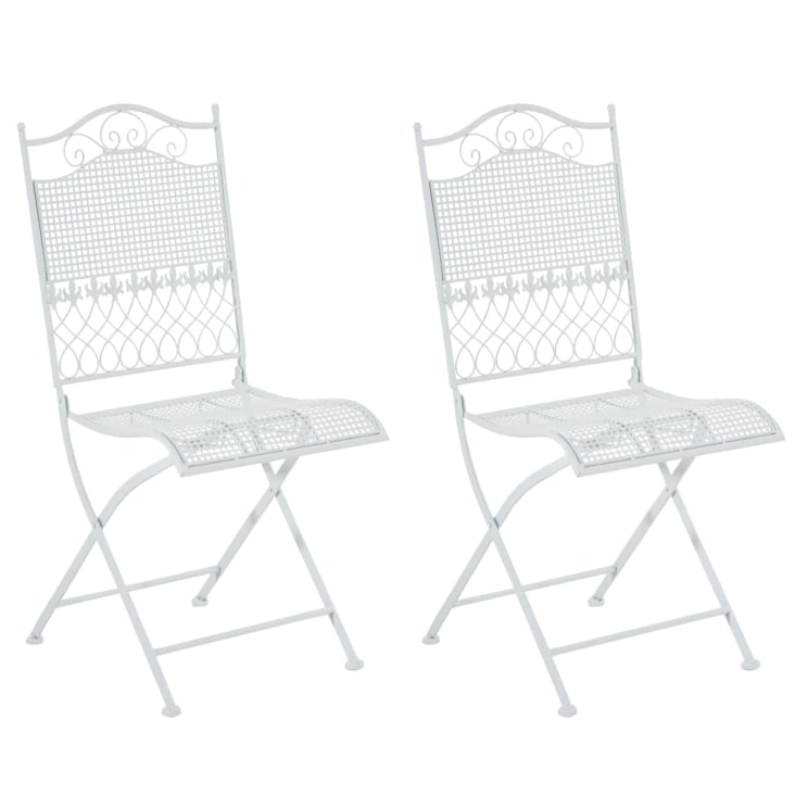 2er Set Gartenstühle klappbar aus Metall weiß KIRAN Maisons du Monde