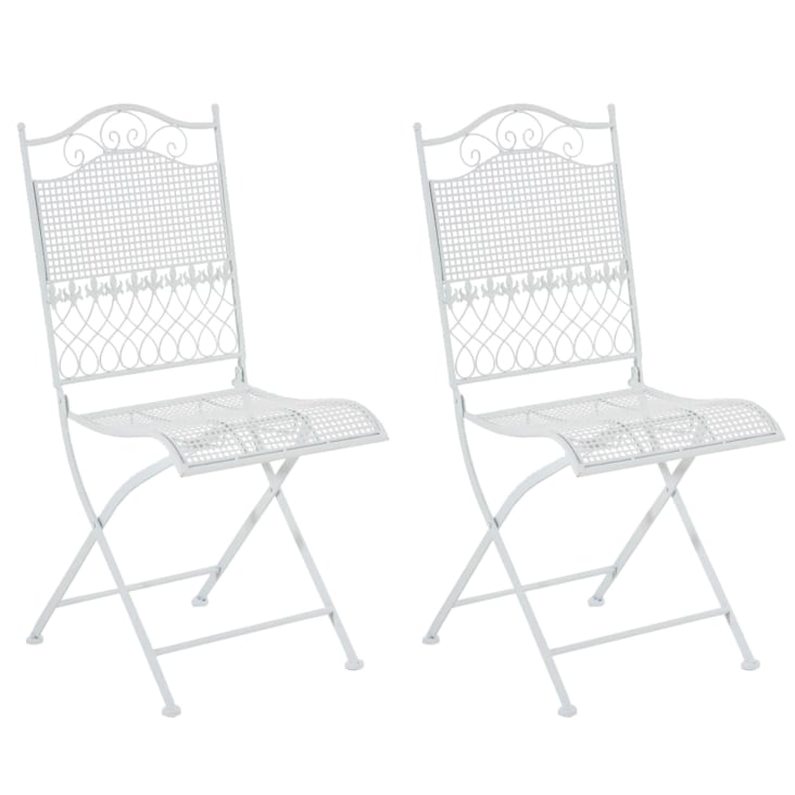 Lot de 2 chaises de jardin pliables en métal Blanc-KIRAN