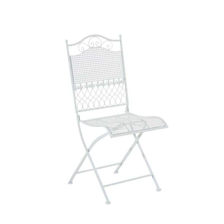 Lot de 2 chaises de jardin pliables en métal Blanc-KIRAN cropped-2