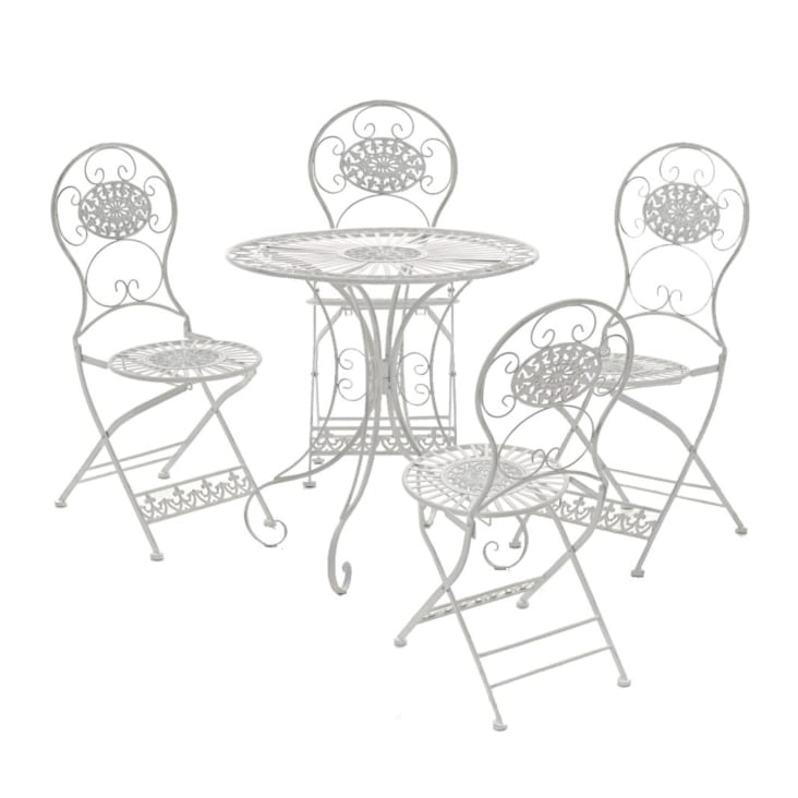 2er Set Gartenstühle klappbar aus Metall antik weiß MANI Maisons du Monde