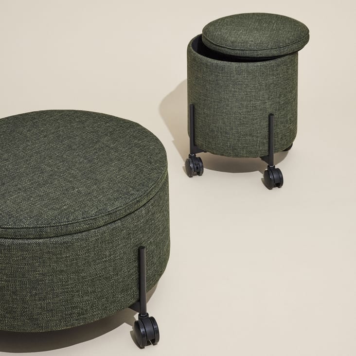 Pouf à roulettes en polyester vert CONTAIN Maisons du Monde