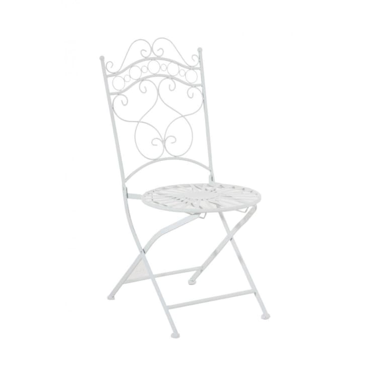 Chaise de jardin pliable en métal Blanc-Indra