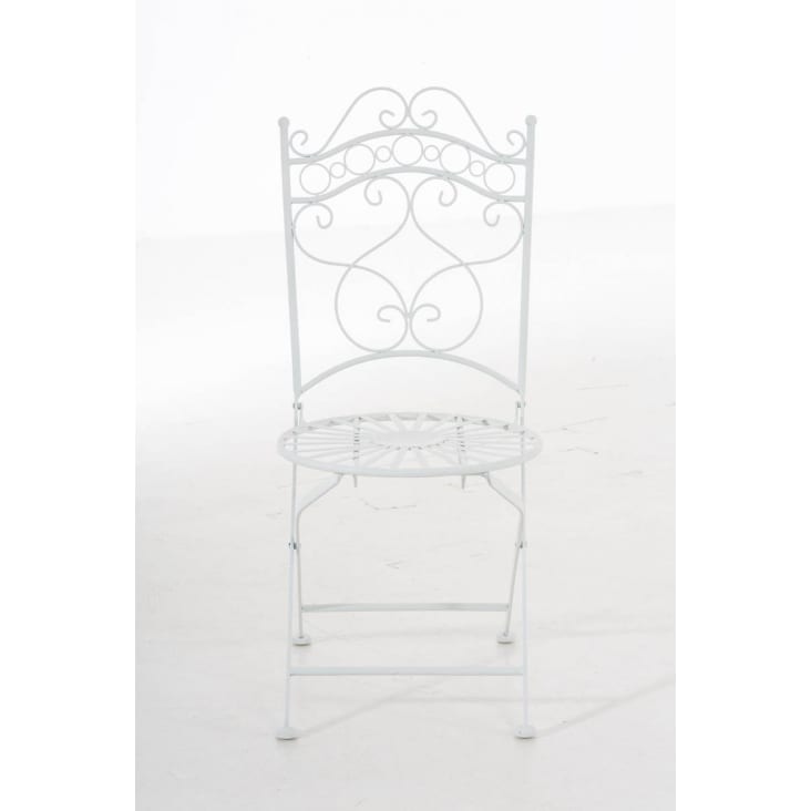Chaise de jardin pliable en métal Blanc-Indra cropped-2