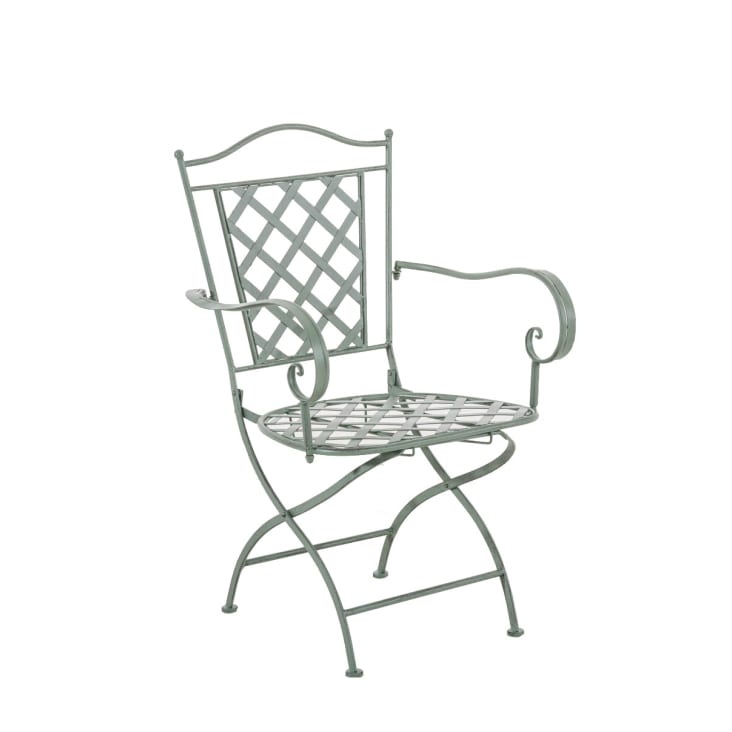 Chaise de jardin avec accoudoirs en métal Vert antique-ADARA