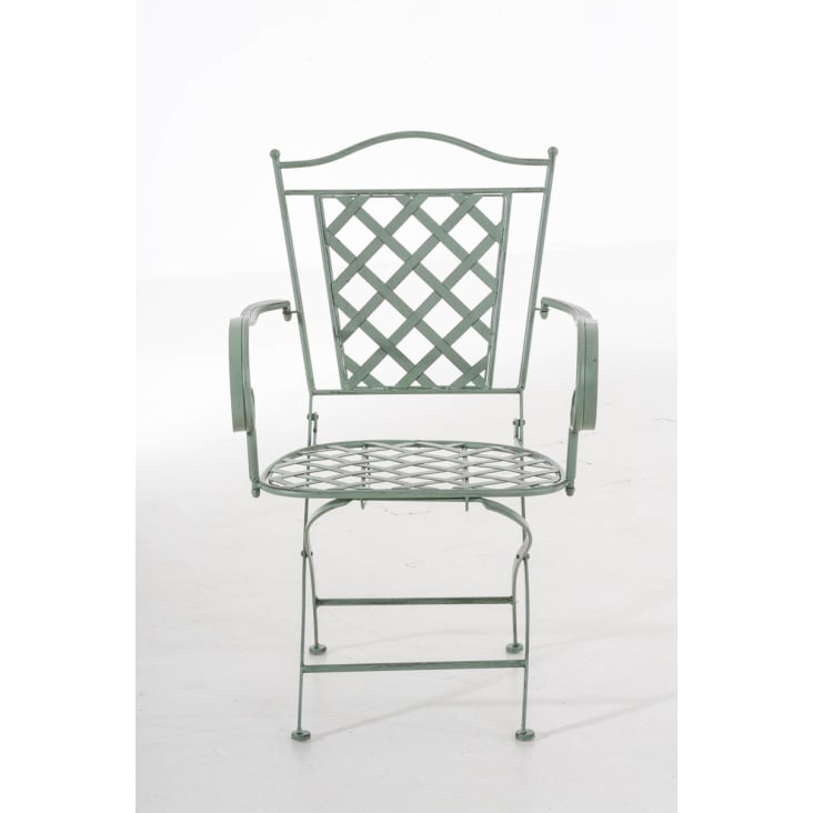 Chaise de jardin avec accoudoirs en métal Vert antique-ADARA cropped-2