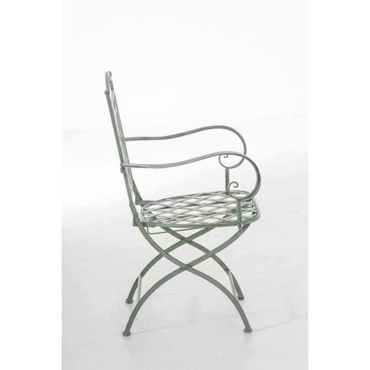 Chaise de jardin avec accoudoirs en métal Vert antique-ADARA cropped-3