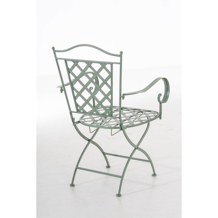 Chaise de jardin avec accoudoirs en métal Vert antique-ADARA cropped-4