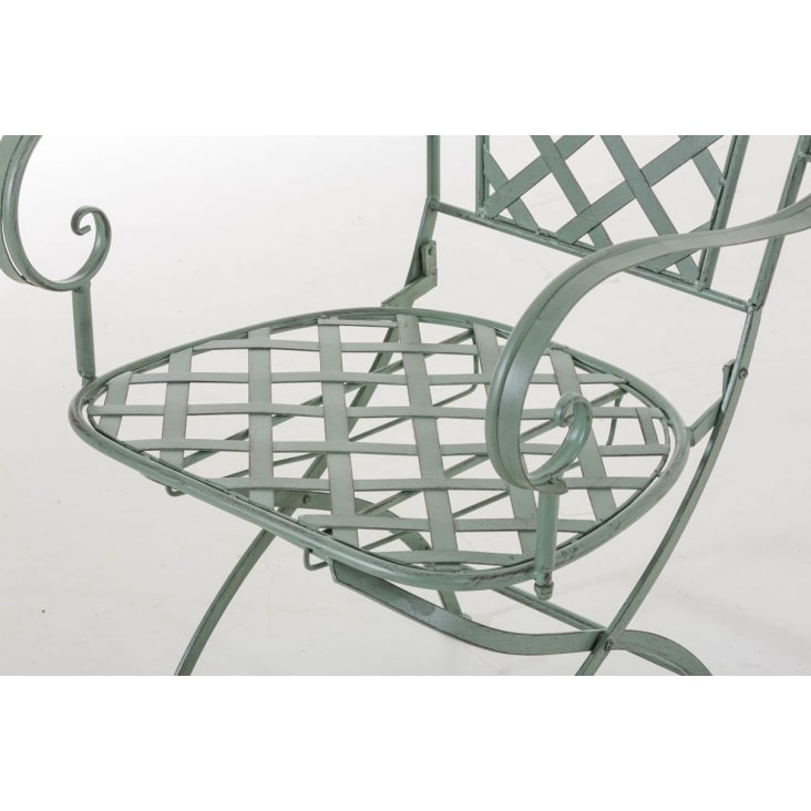 Chaise de jardin avec accoudoirs en métal Vert antique-ADARA cropped-6