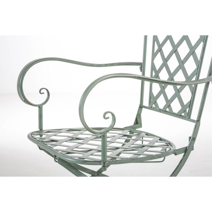Chaise de jardin avec accoudoirs en métal Vert antique-ADARA cropped-7