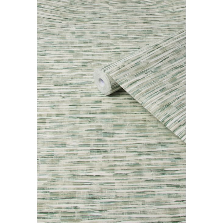 Papier peint tissage abstrait vert 1005x52cm cropped-3