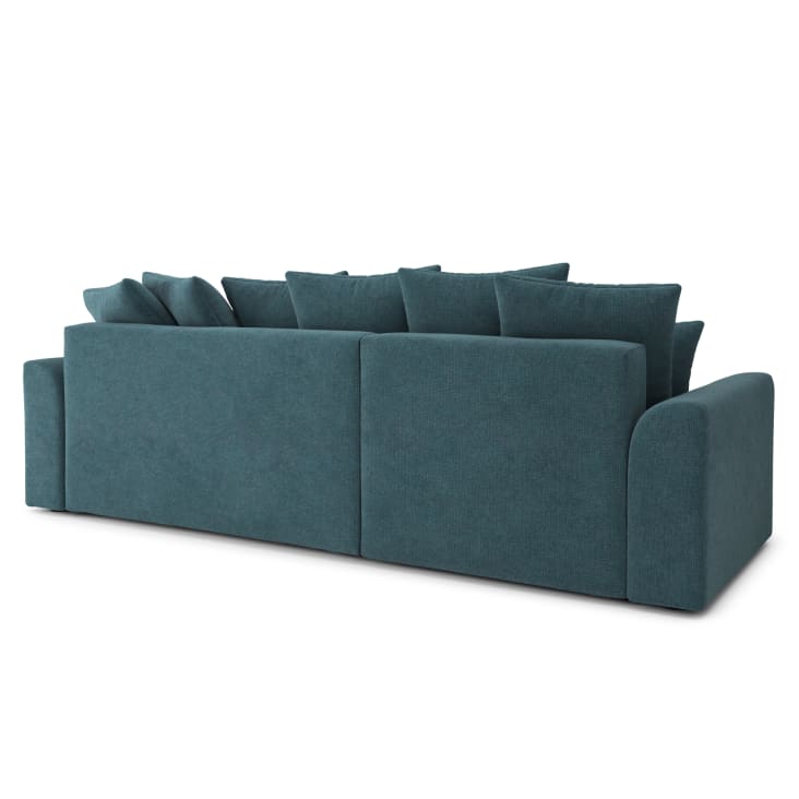 Canapé d'angle convertible en tissu 4 places bleu paon-Nova cropped-6