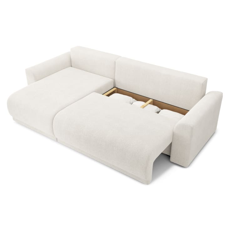 Canapé d'angle convertible en tissu 4 places blanc-Nova cropped-5