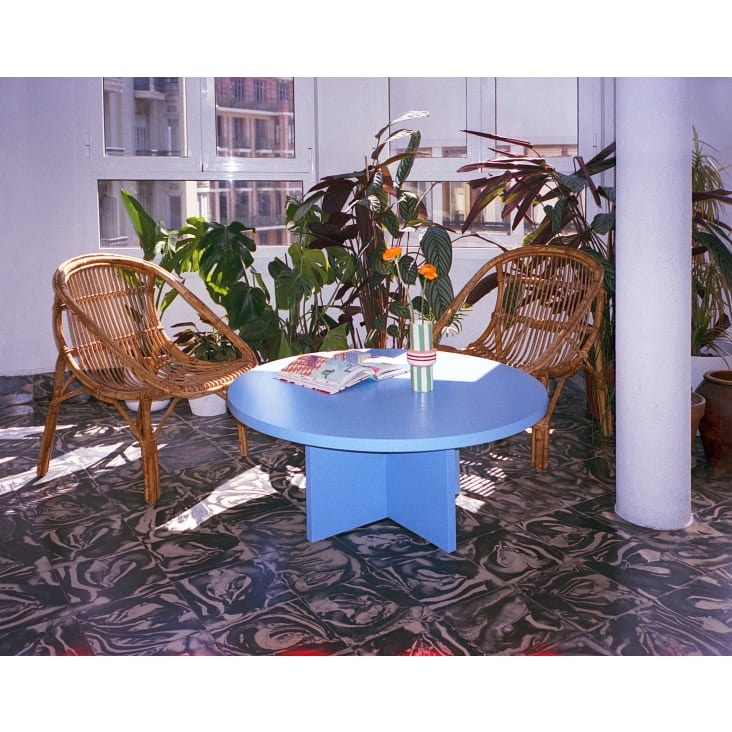 Tavolino da salotto rotondo PAUSA, piano resistente MDF 3cm, verde smeraldo  100cm