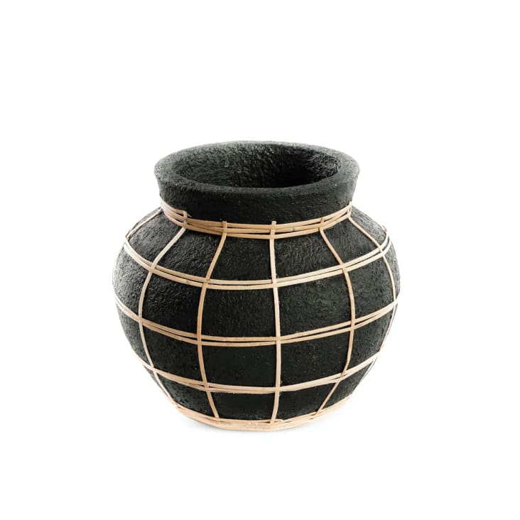 Vase en terre cuite noire naturel H19-BELLY