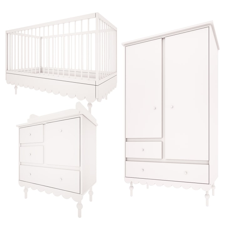 Chambre bébé : Trio - lit évolutif 70x140 commode armoire blanc-TRIO - BABUSHKA