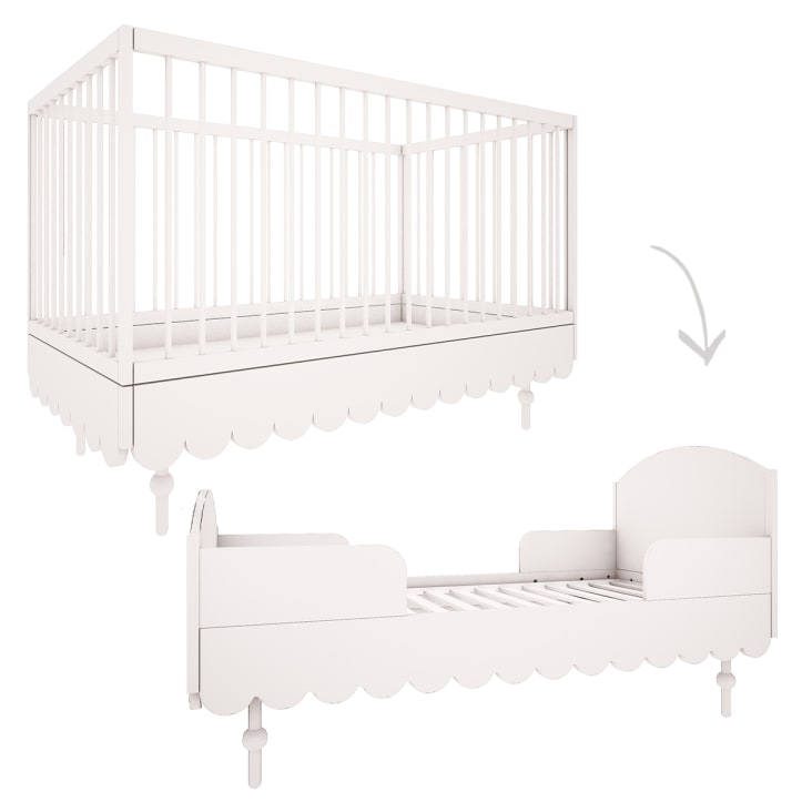 Chambre bébé : Trio - lit évolutif 70x140 commode armoire blanc-TRIO - BABUSHKA cropped-2