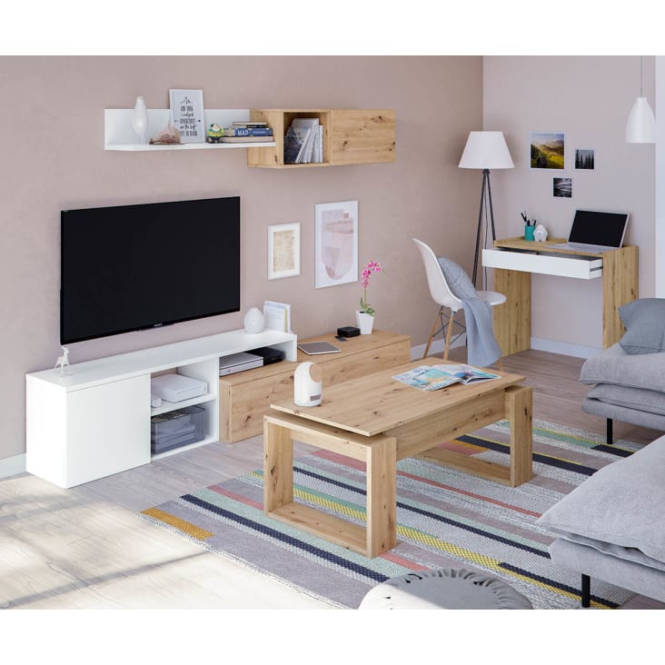 Mesa escritorio child roble Nodi y blanco Artik 77x82x40 cm