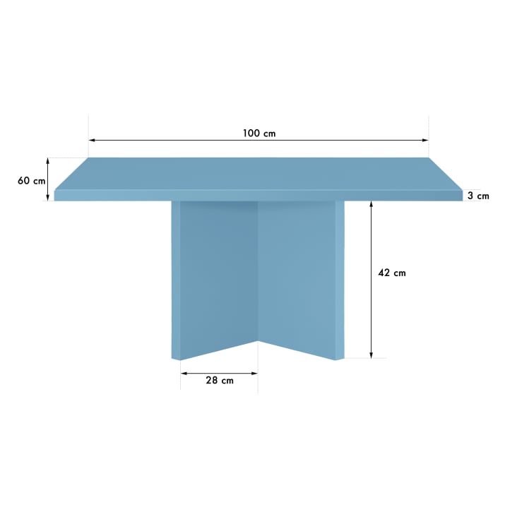 Tavolino da salotto con piano resistente in MDF 3cm blu Cornish