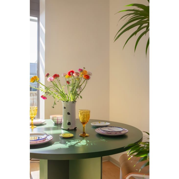 Tavolo da pranzo rotondo laccato in MDF da 3cm Verde Cedro 120cm  BLOCKIE-MATILDA