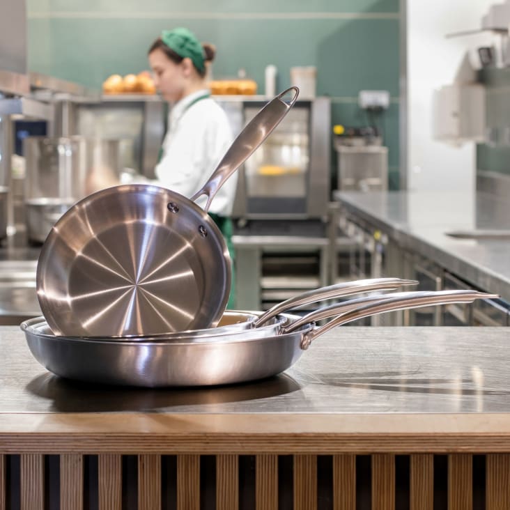 Poêle Inox 30 Cm Kamberg - Manche Amovible, Triply 18/10 - Compatible Tous Feux Dont Induction Et Four - Avec Couvercle - 8