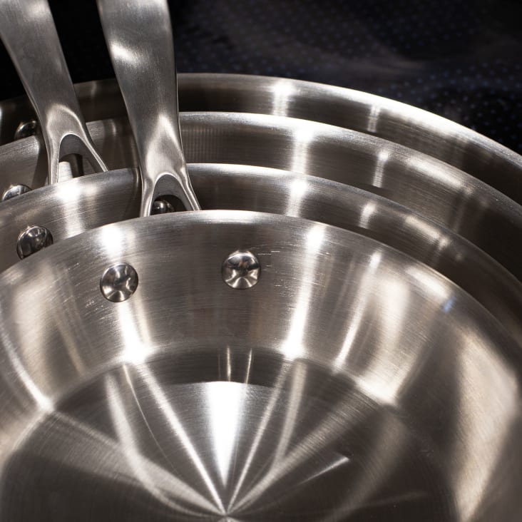 Poêle en acier inoxydable 32cm compatible induction Triply Maisons