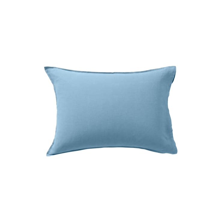 Taie d'oreiller rectangulaire lin lavé uni bleu 50 x 70 cm-Songe