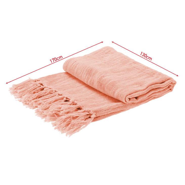 Decke 130x170 cm aus natürlicher Baumwolle mit Fransen, rosa | Maisons du  Monde