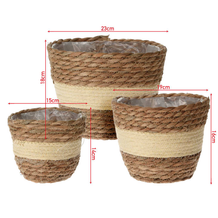 Set 3 maceteros cestas de paja para plantas con interior impermeable cropped-3