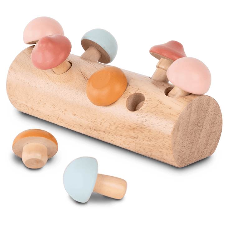 Puzzle champignon pour enfants en bois naturel multicolore