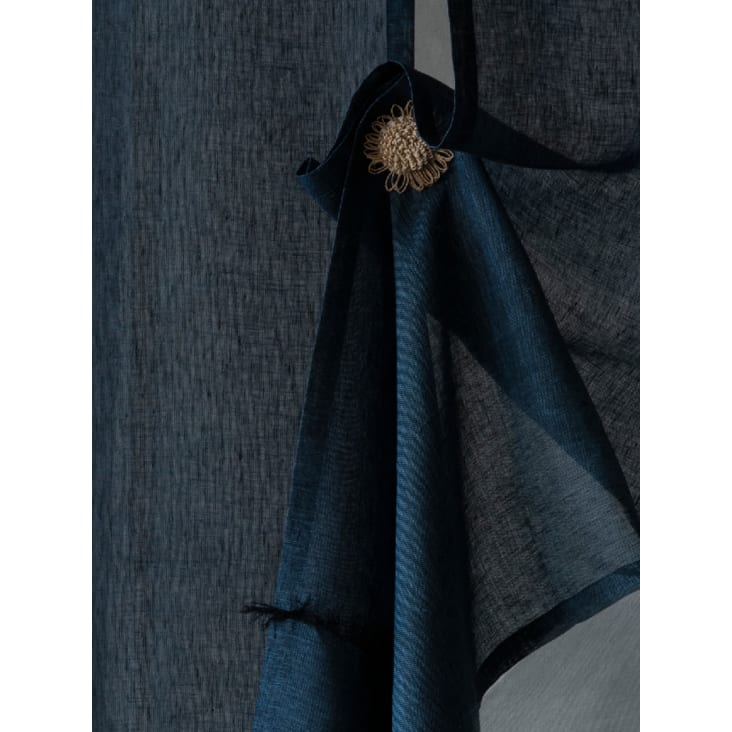 Vetrasse trasparente in lino blu con asole a vista 60x260cm AFRODITE