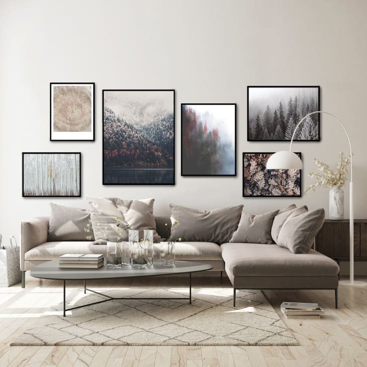  Marco de fotos de pared, juego de 20 marcos de fotos de madera,  marco de fotos para pared, marco blanco y marco negro con pintura de  paisaje (color blanco + negro