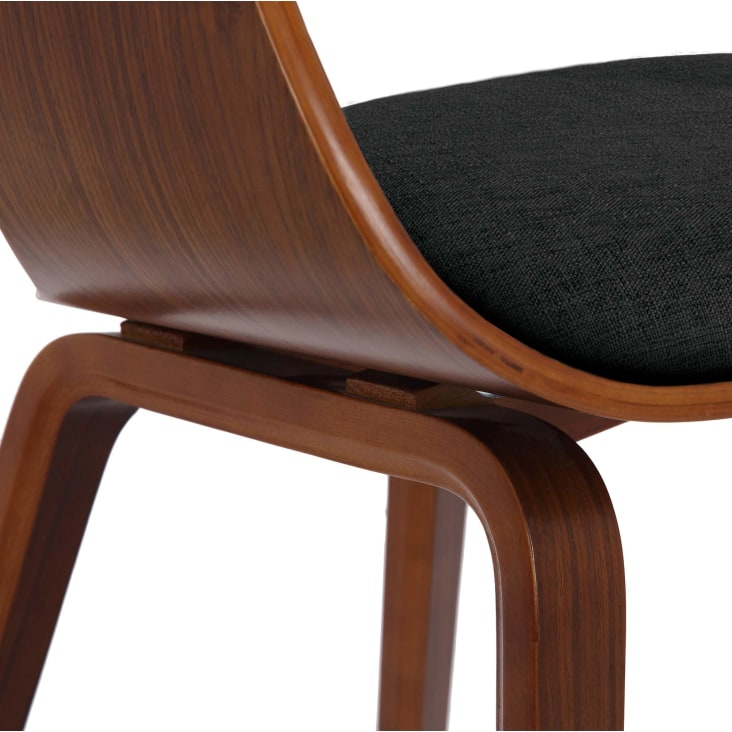 Chaise avec dossier ajouré et accoudoirs en tissu Noyer / Noir KINGSTON