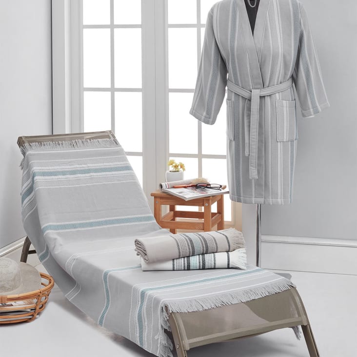 Peignoir mixte l ger en coton 330 g m Gris Perle XL Bodrum