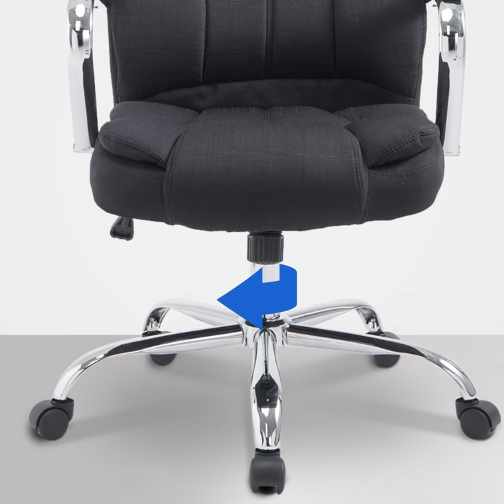 Chaise de bureau réglable pivotante en tissu Noir-Xanthos cropped-4