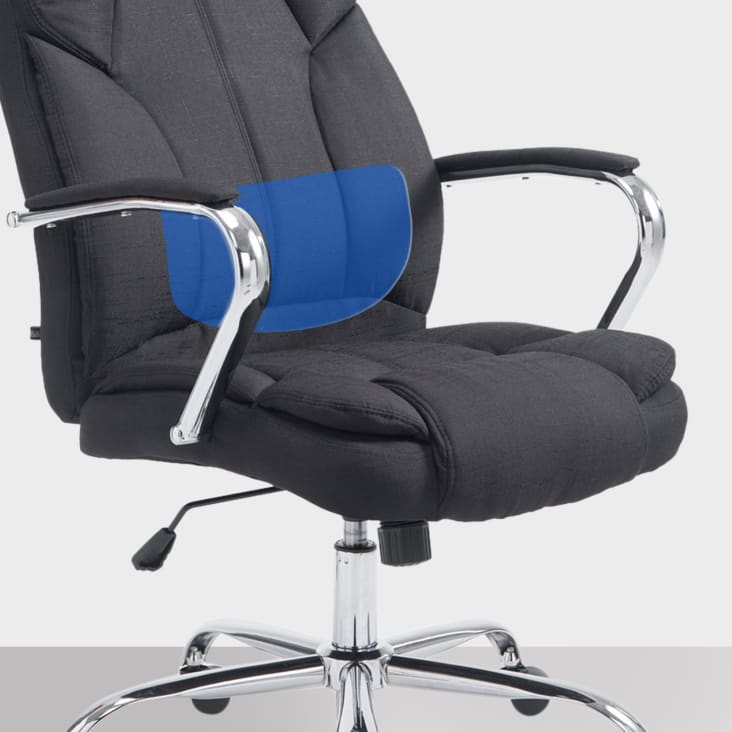 Chaise de bureau réglable pivotante en tissu Noir-Xanthos cropped-6